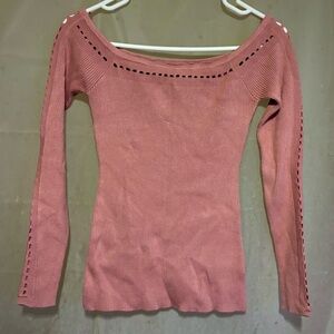 Guess- Blush Coloured, Rayon Blend-Eyelet Knit Top-Size Small-NWOT
